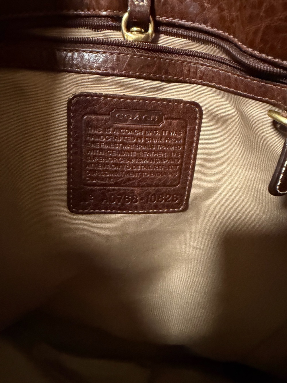 Coach Brown and Beige Signature Canvas Tote with Turn-Lock Front - Picture 7 of 9